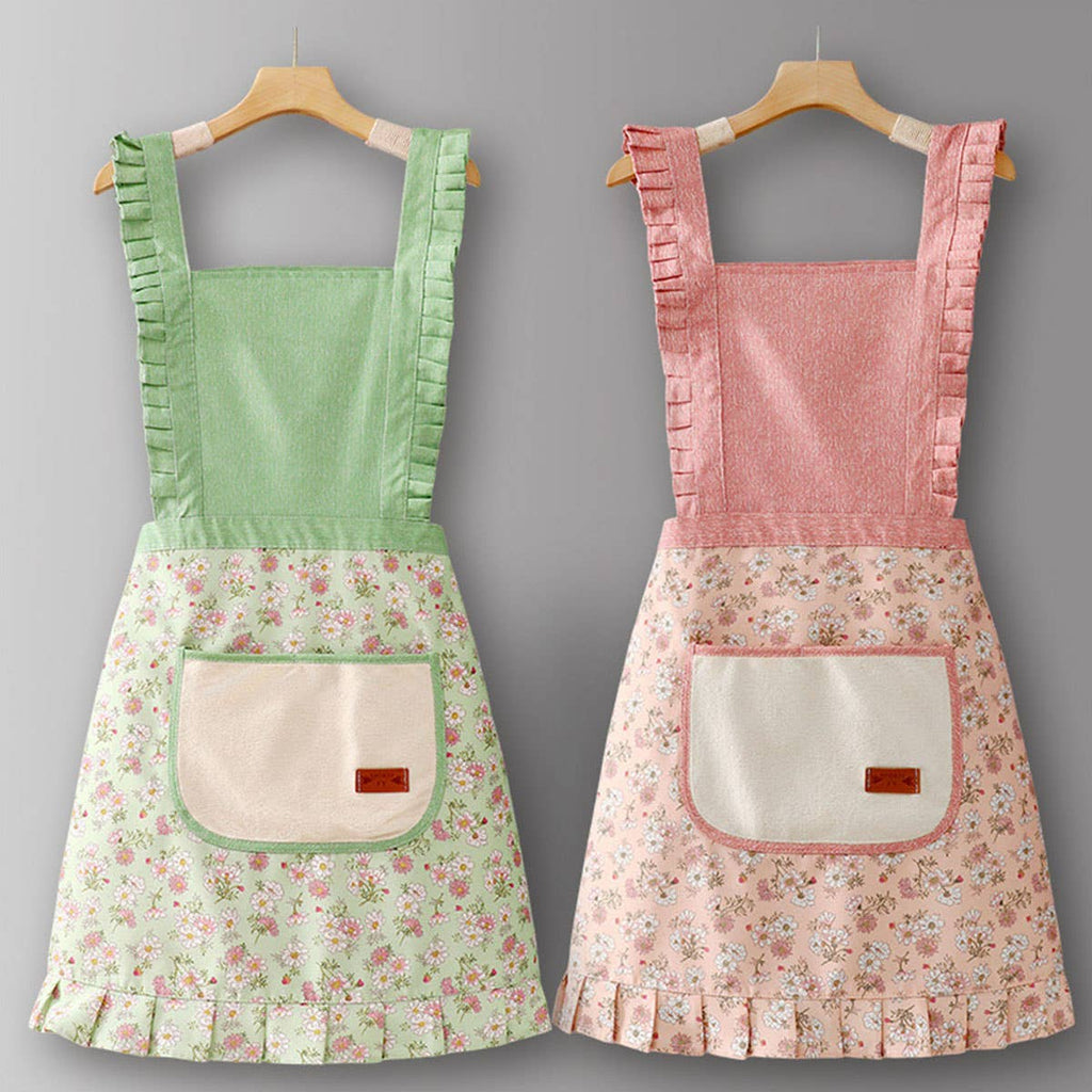 Floral Cotton Apron for Women with Adjustable Straps