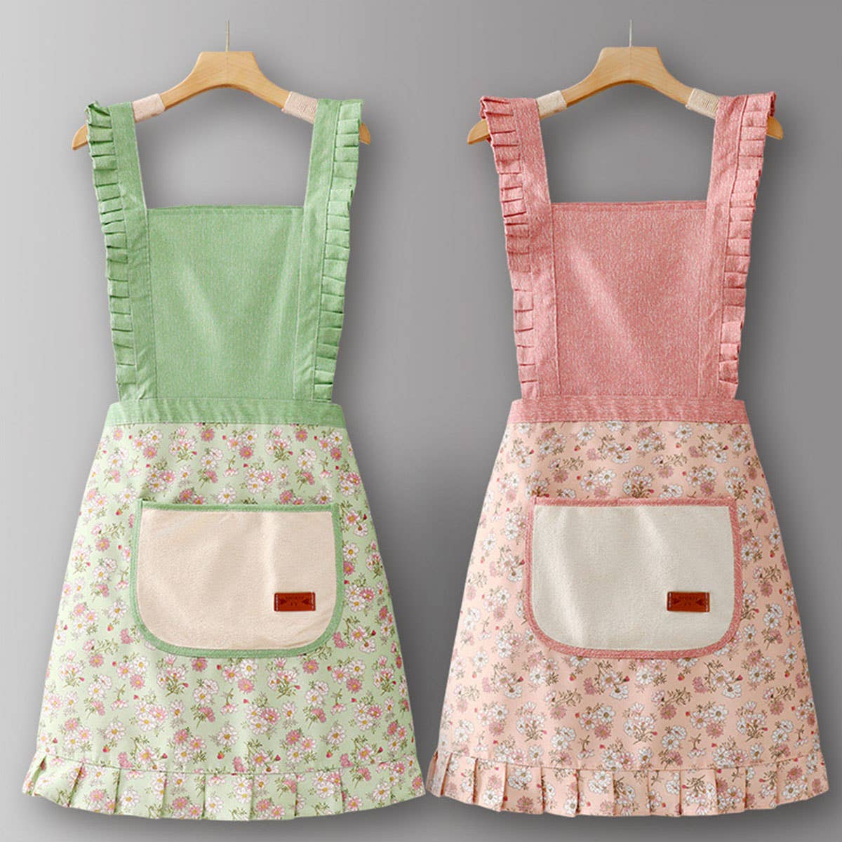 Floral Cotton Apron for Women with Adjustable Straps