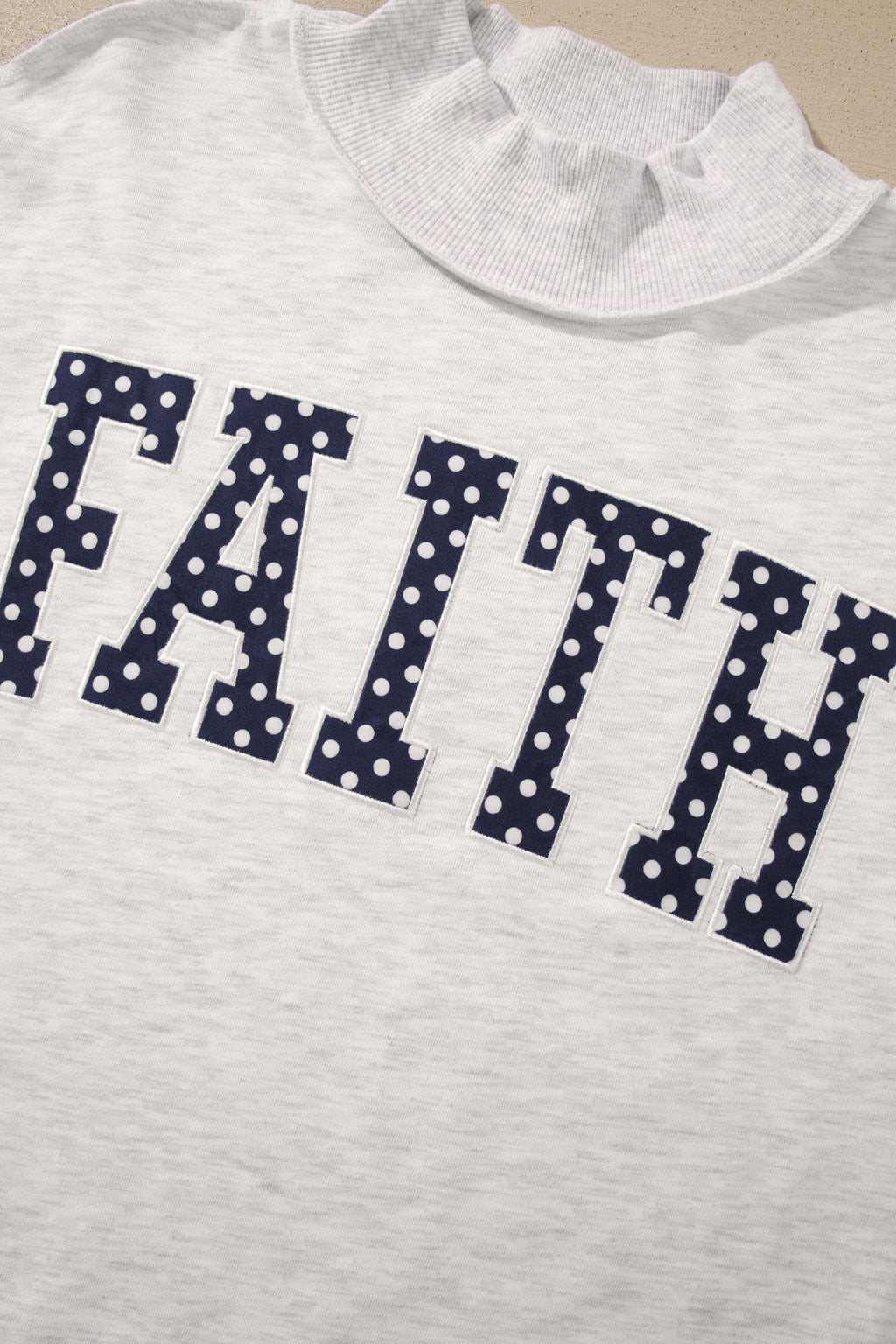 Light Grey FAITH Polka-Dot High-Neck Sweatshirt