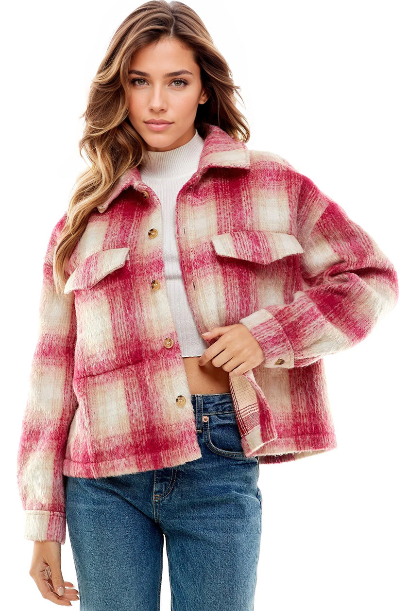 Vibrant Aura Pink Plaid Shacket