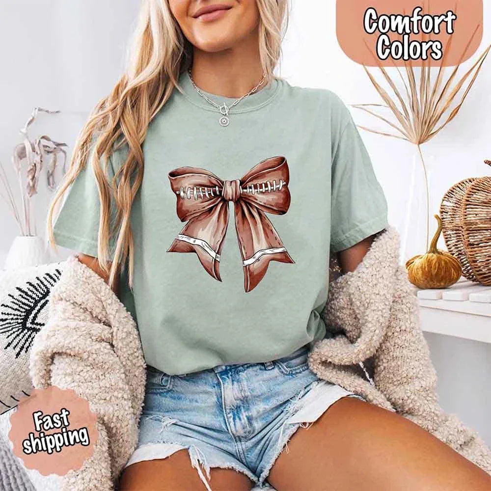Vintage Football Bow T-Shirt