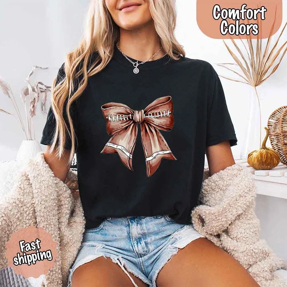 Vintage Football Bow T-Shirt