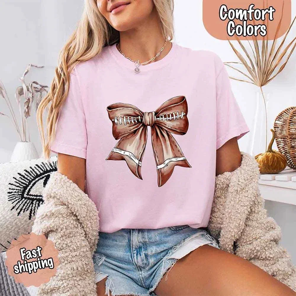 Vintage Football Bow T-Shirt