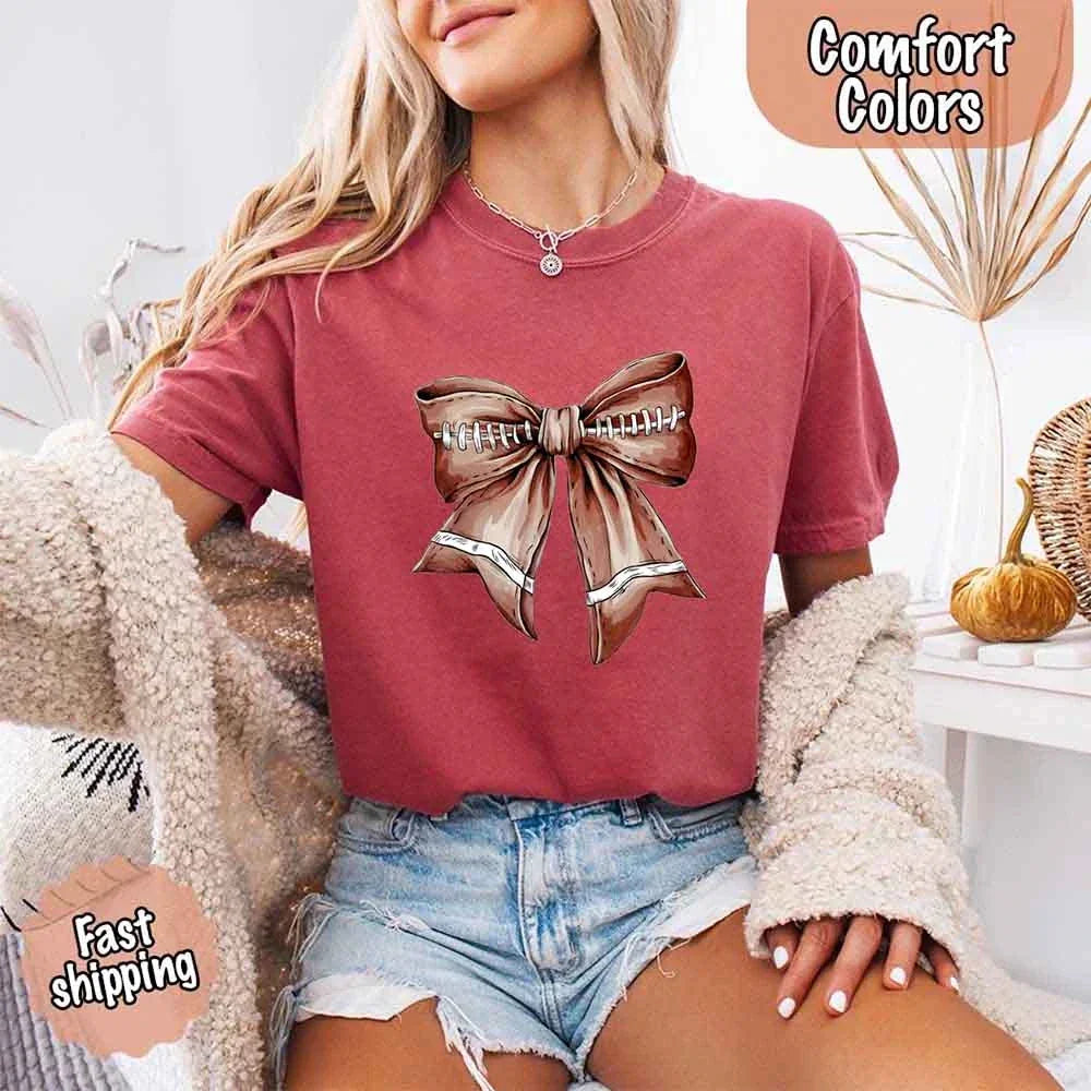 Vintage Football Bow T-Shirt