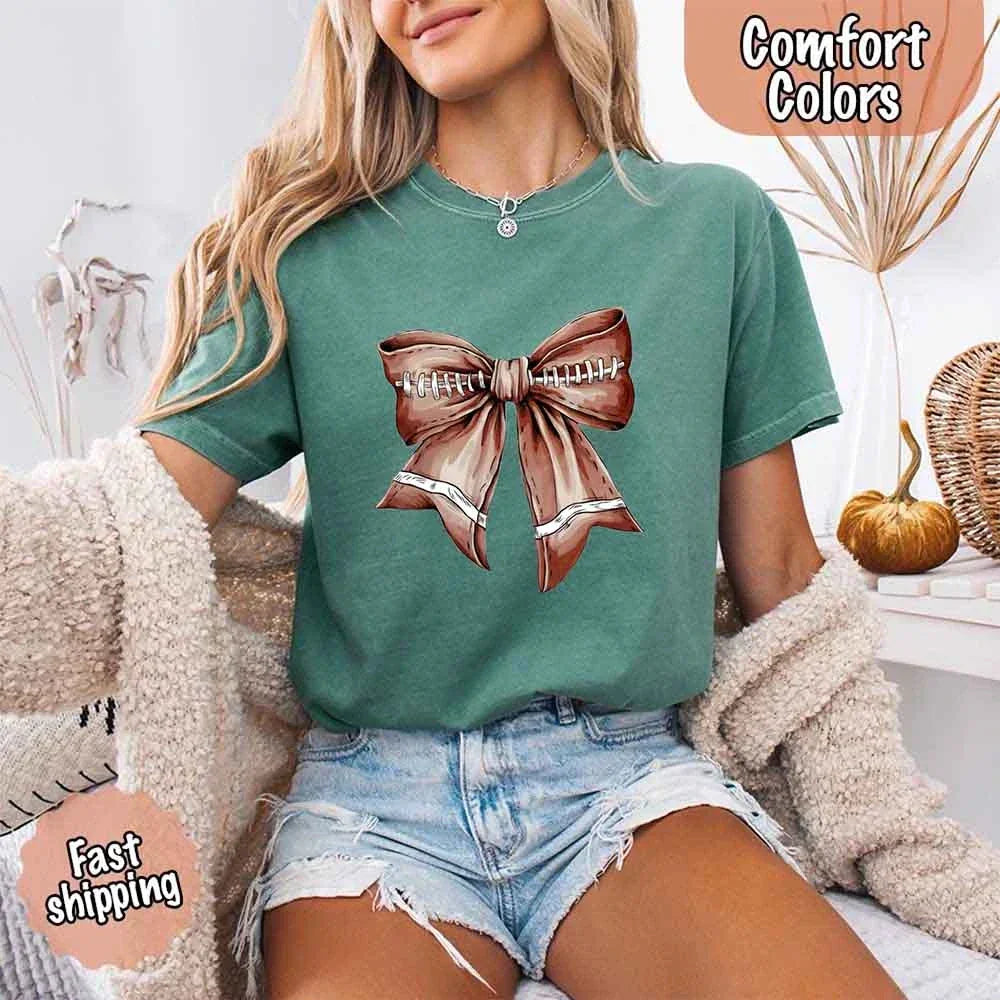 Vintage Football Bow T-Shirt