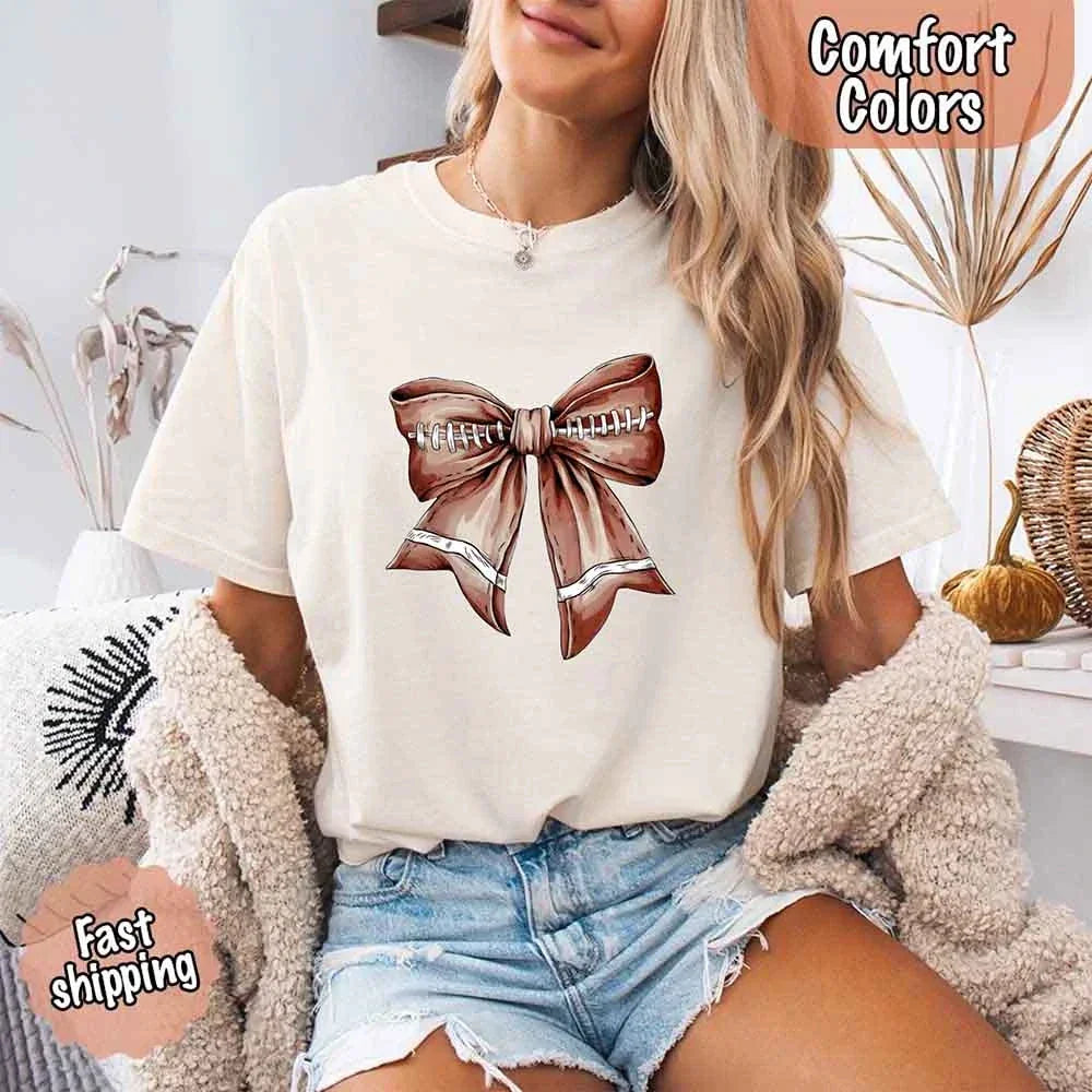Vintage Football Bow T-Shirt