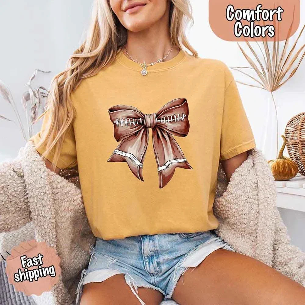 Vintage Football Bow T-Shirt