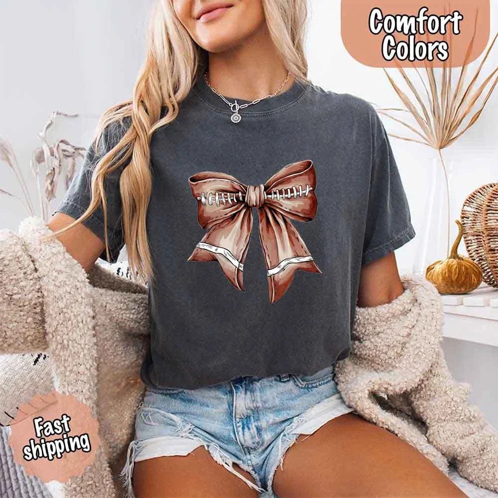 Vintage Football Bow T-Shirt