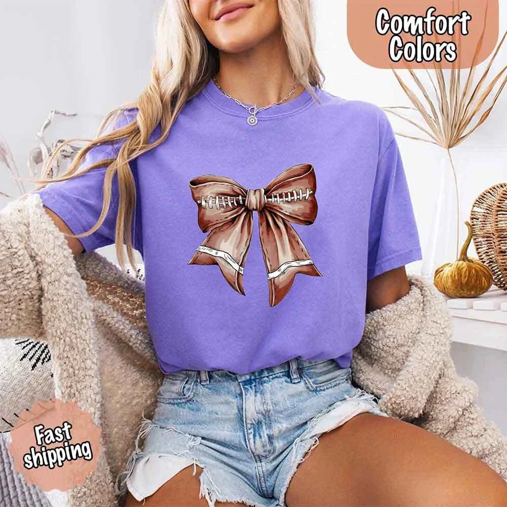 Vintage Football Bow T-Shirt