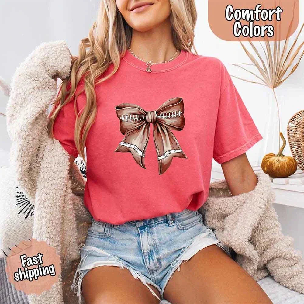 Vintage Football Bow T-Shirt