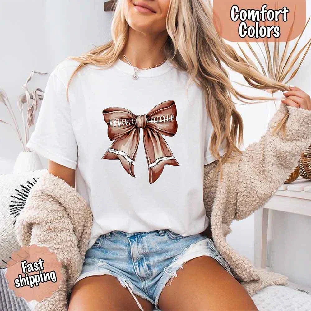 Vintage Football Bow T-Shirt