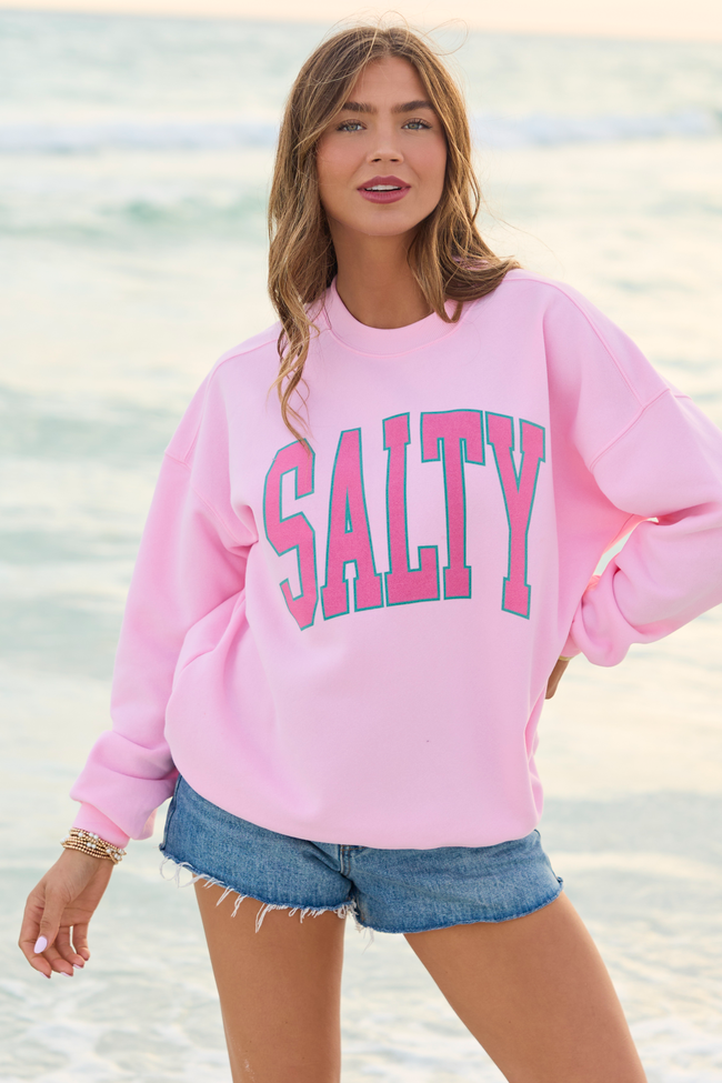 Salty Block Light Pink Graphic Sweatshirt