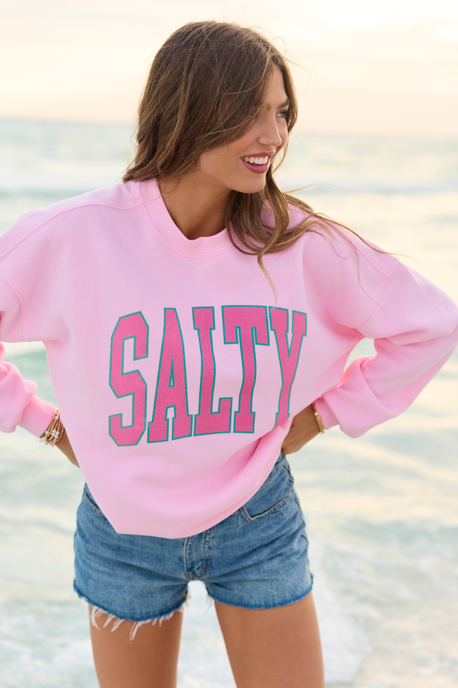 Salty Block Light Pink Graphic Sweatshirt