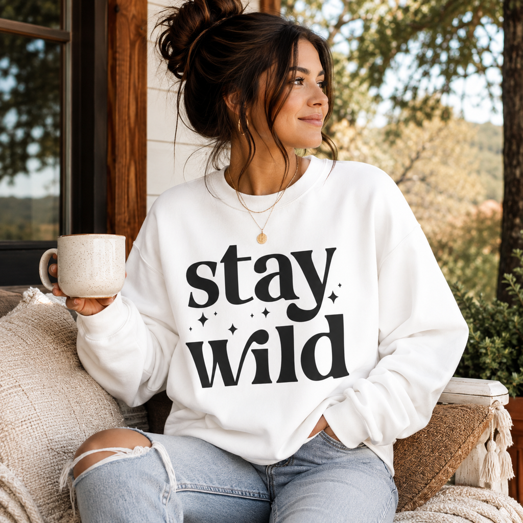 Stay Wild Graphic Unisex Crewneck Sweatshirt