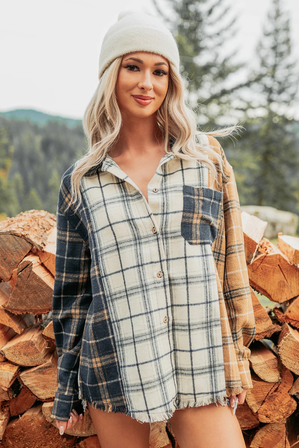 Multicolor Plaid Button-Up Shacket