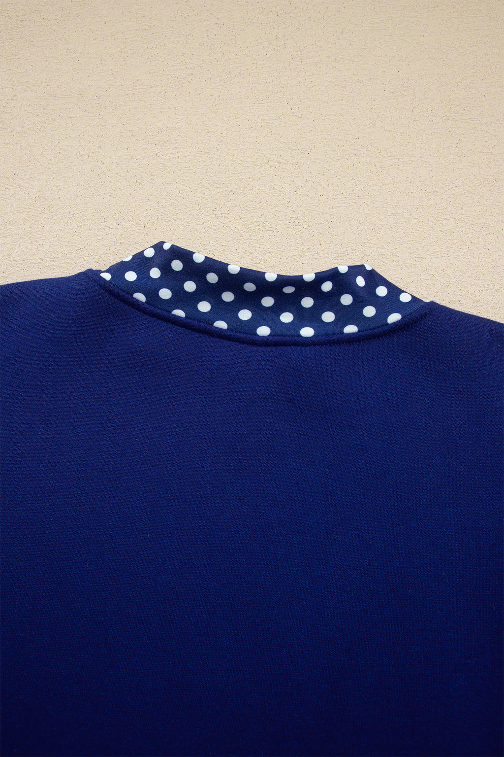 Polka-Dot Contrast-Trim Oversized Mock-Neck Sweatshirt
