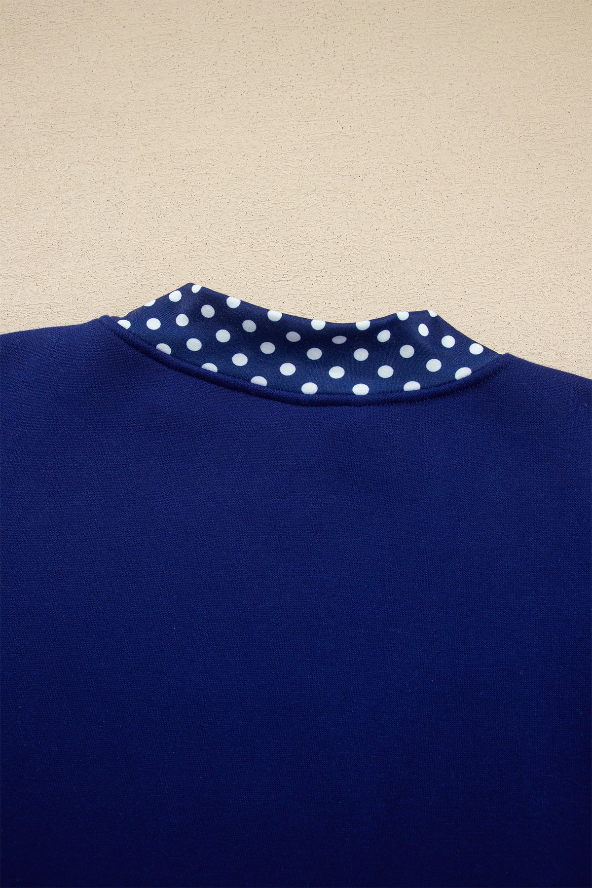 Polka-Dot Contrast-Trim Oversized Mock-Neck Sweatshirt