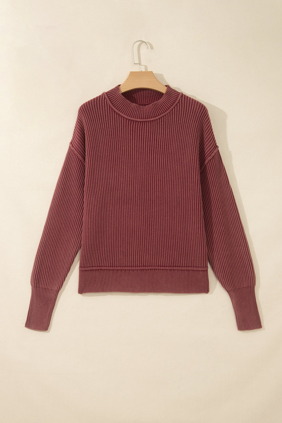 Red Dahlia Ribbed High-Neck Sweater