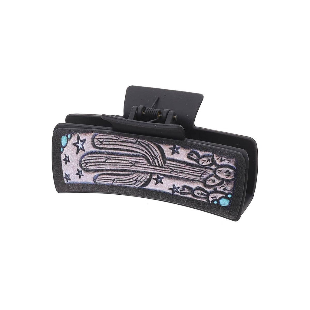 Cactus & Sunflower Faux Leather Hair Claw — Cowgirl Style