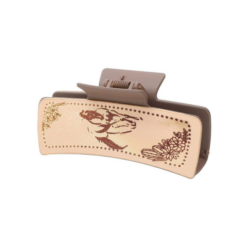 Cactus Print Faux Leather Hair Claw Clip — Western Style