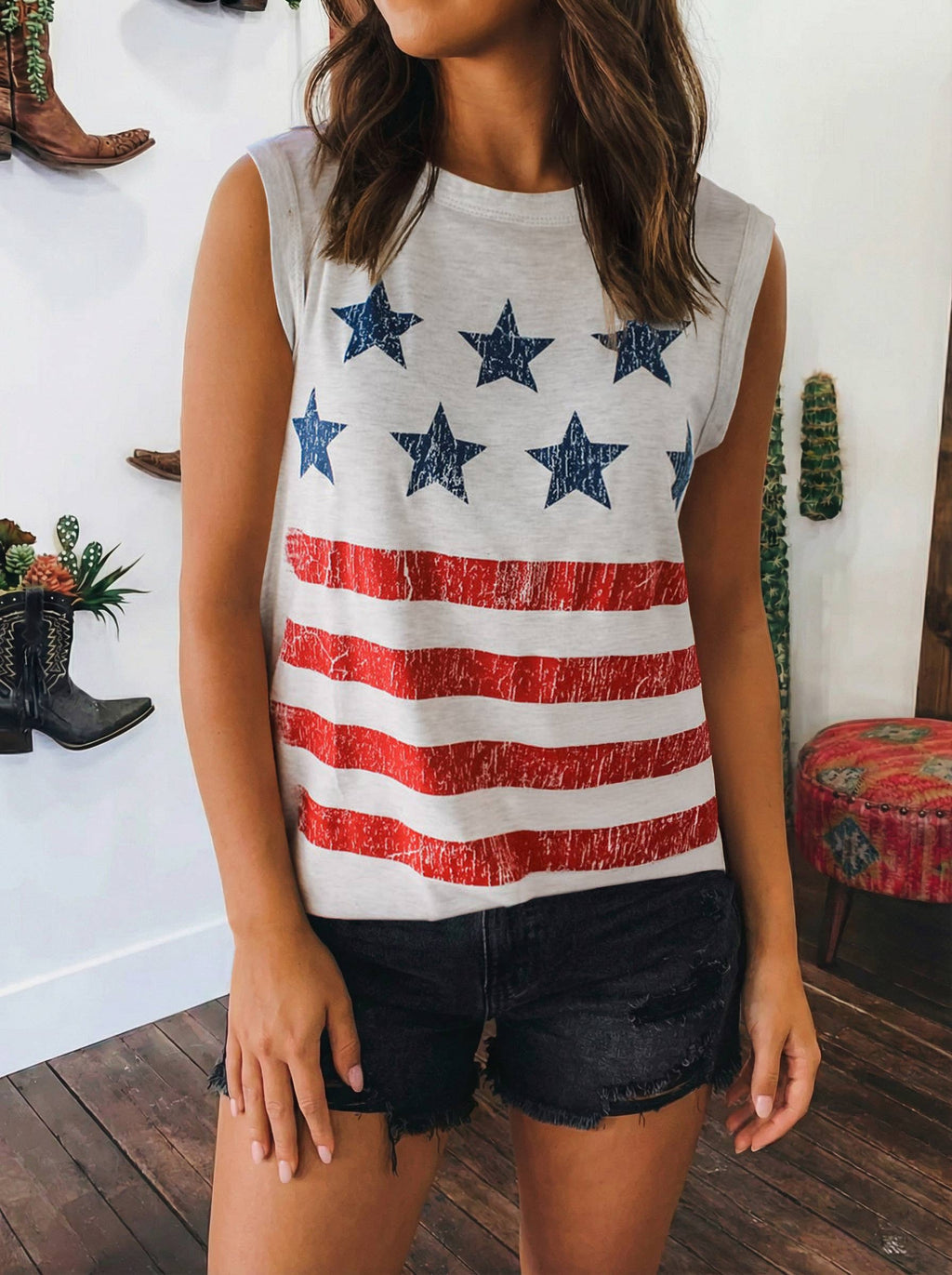Vintage Stars & Stripes Patriotic Tank Top