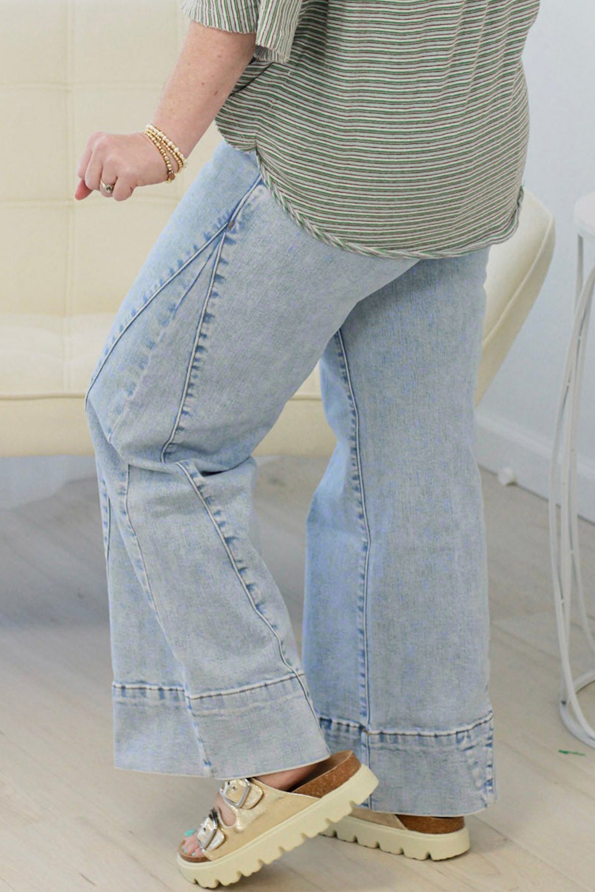 Beau Blue Plus-Size Panel-Seam Loose-Fit Jeans