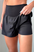 Ribbed Patchwork High Waist Athletic Shorts
