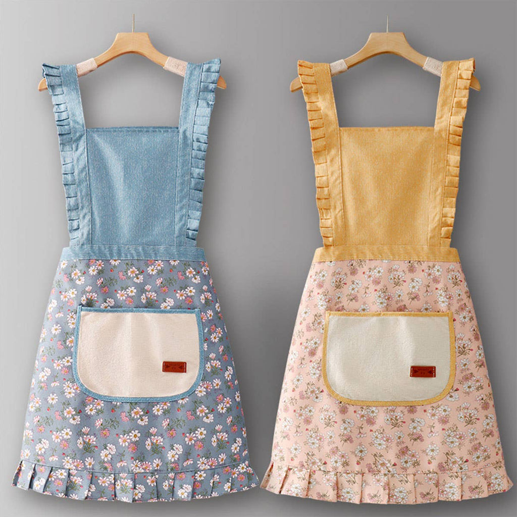 Floral Cotton Apron for Women with Adjustable Straps