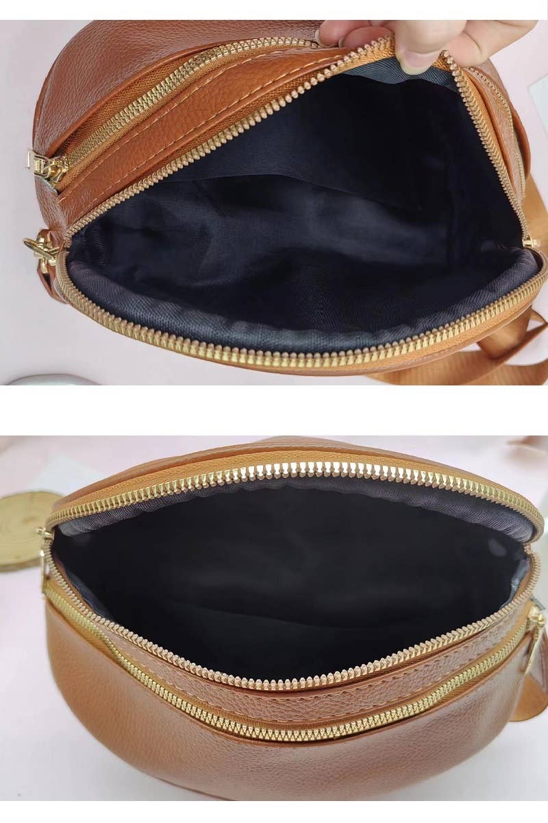 Vegan Leather Multi-Pocket Crossbody Bag