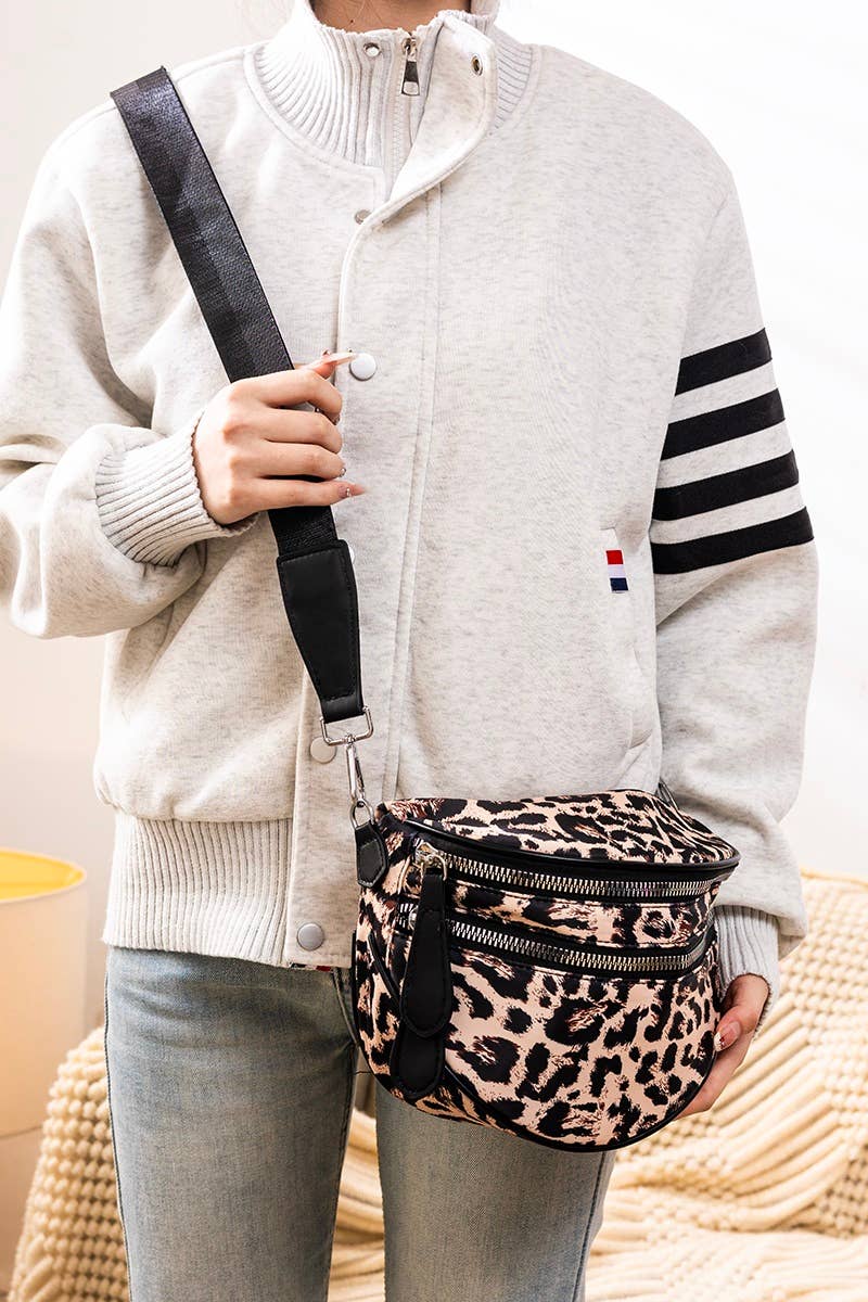 Double Zip Crescent Sling Bag