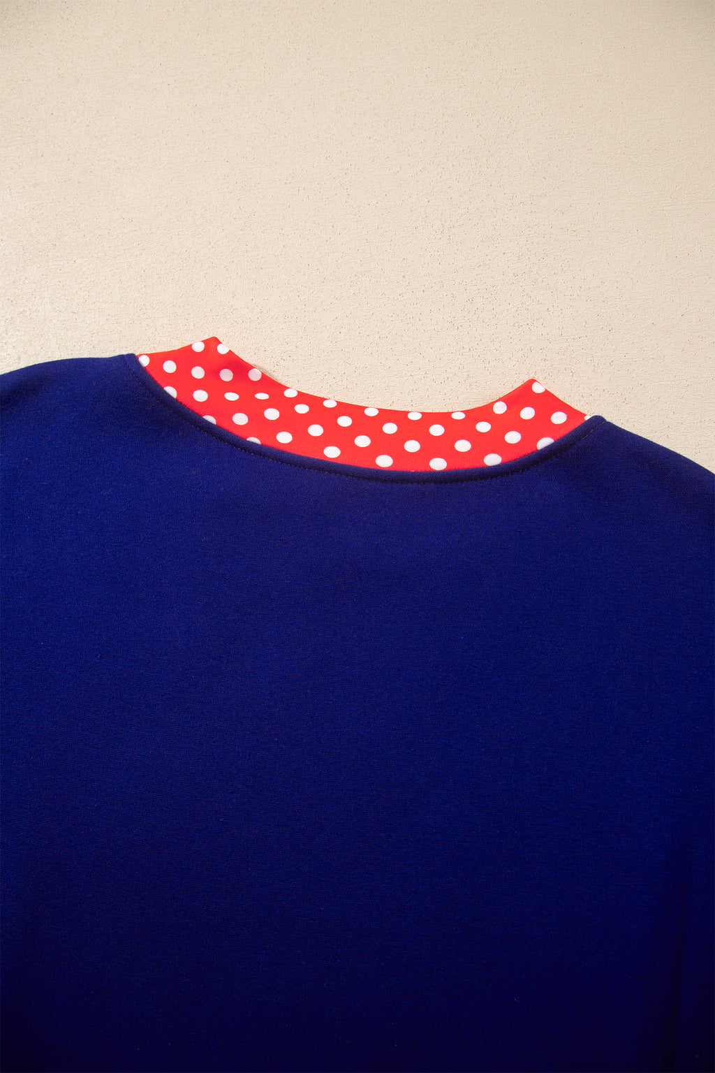 Polka-Dot Contrast-Trim Oversized Mock-Neck Sweatshirt