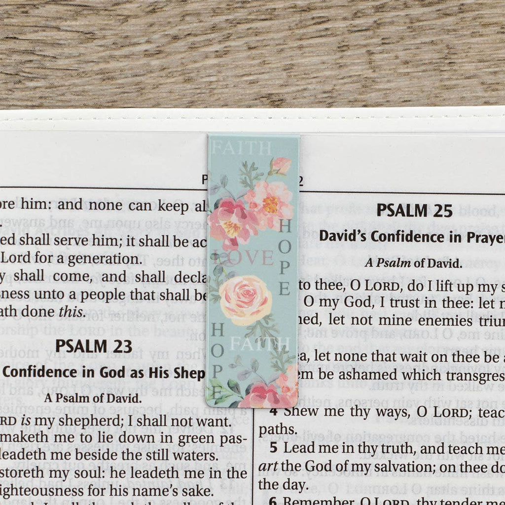 Faith, Hope & Love Vintage Floral Magnetic Bookmark Set — Set of 6