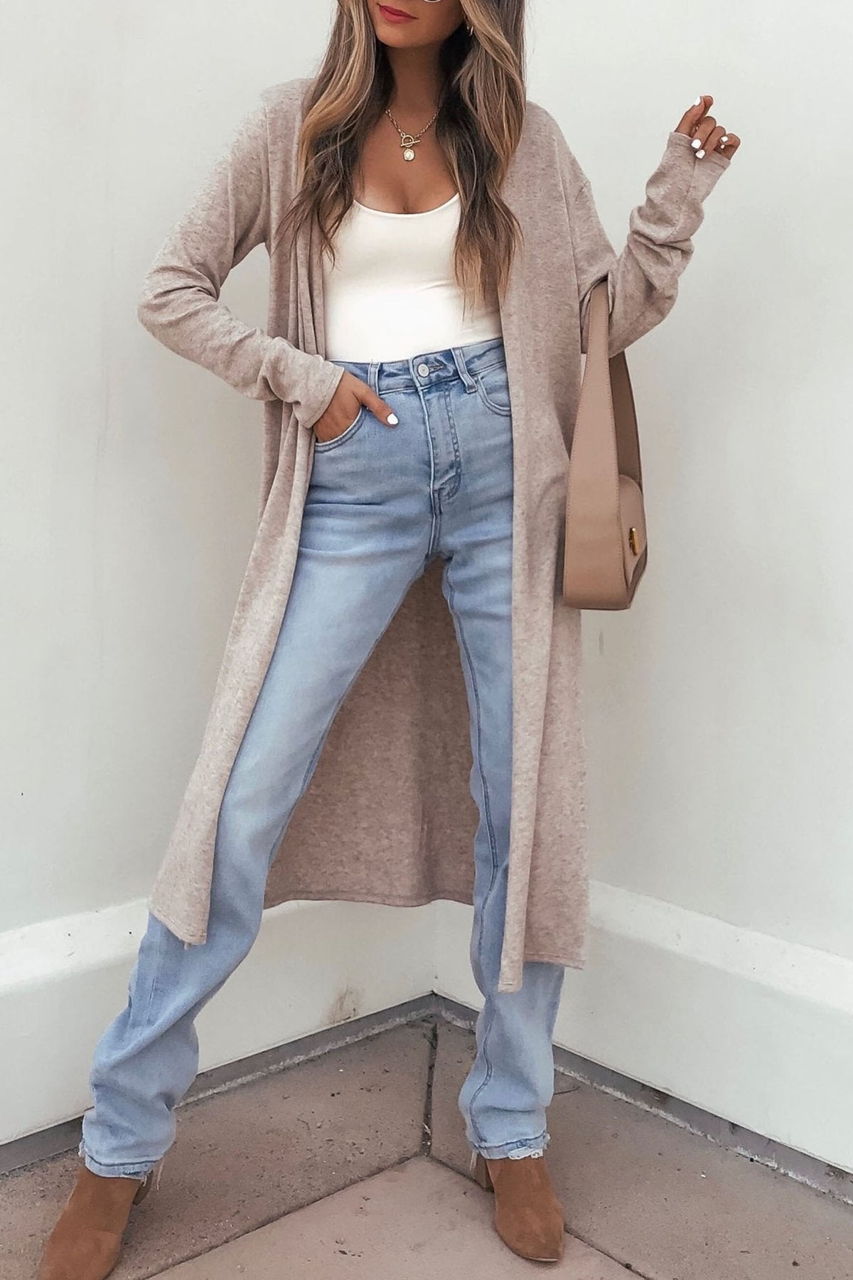 Parchment Longline Pocket Cardigan