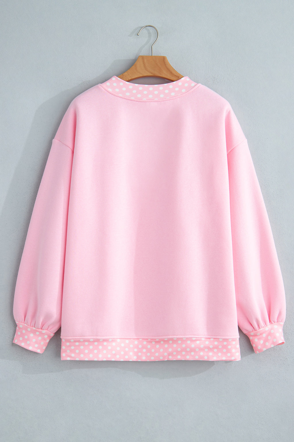 Brown Colorblock Polka Dot Contrast Trim Oversized Sweatshirt