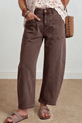 Mid-Rise Square-Pocket Ankle-Length Barrel Jeans
