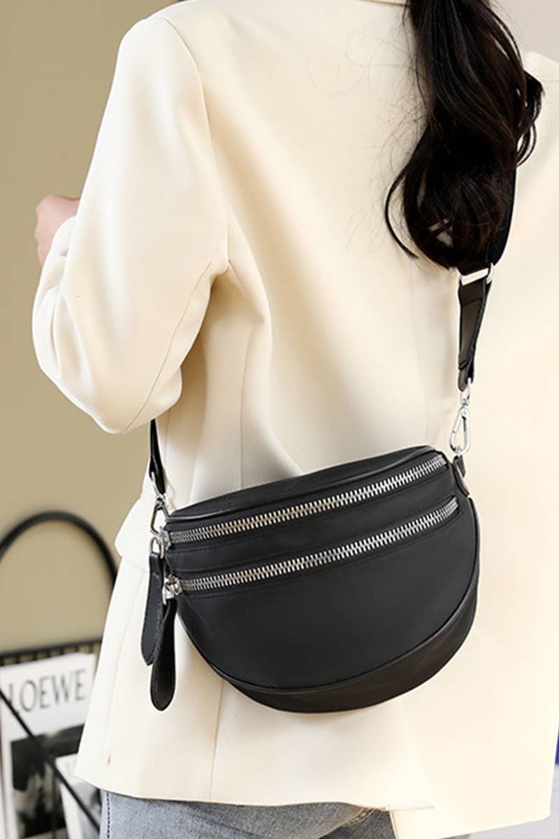 Double Zip Crescent Sling Bag