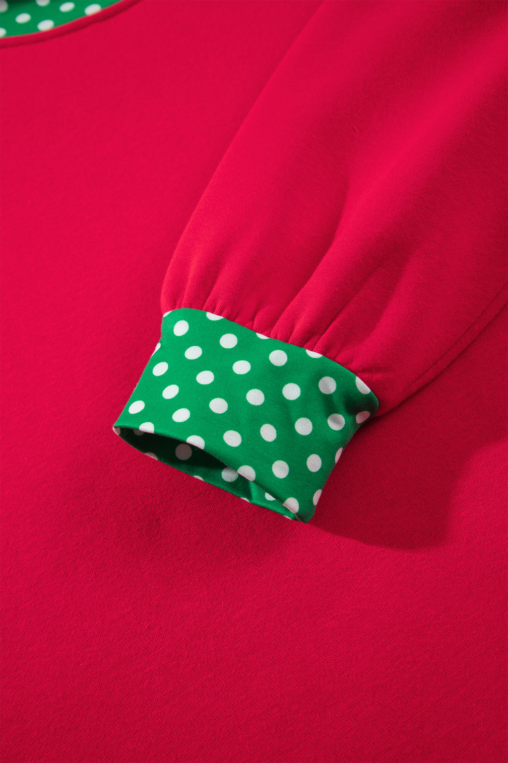 Polka-Dot Contrast-Trim Oversized Mock-Neck Sweatshirt