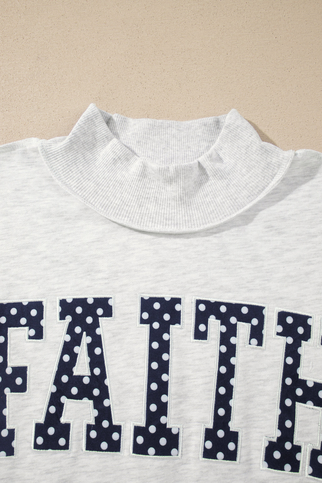 Light Grey FAITH Polka-Dot High-Neck Sweatshirt