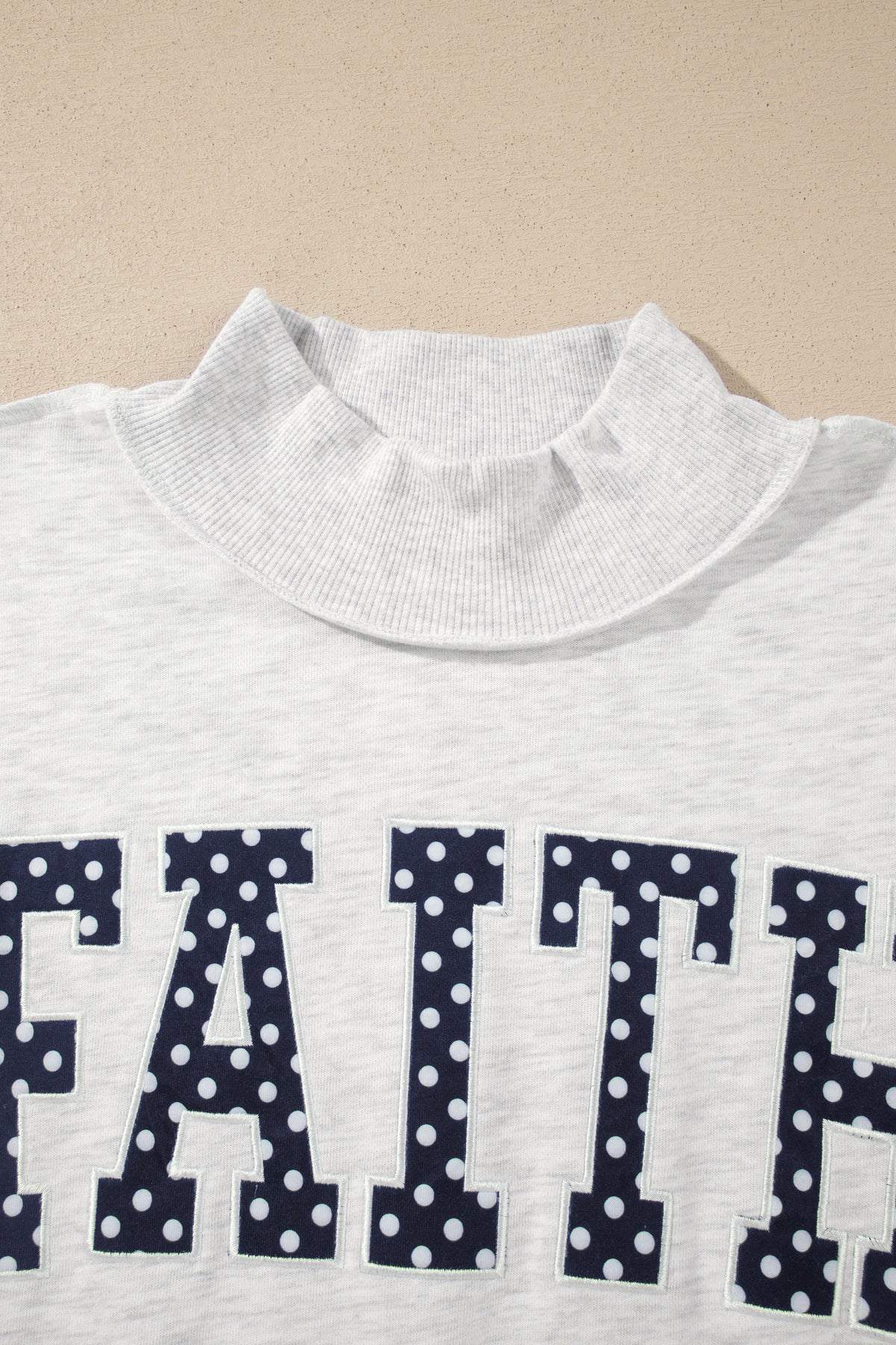 Light Grey FAITH Polka-Dot High-Neck Sweatshirt
