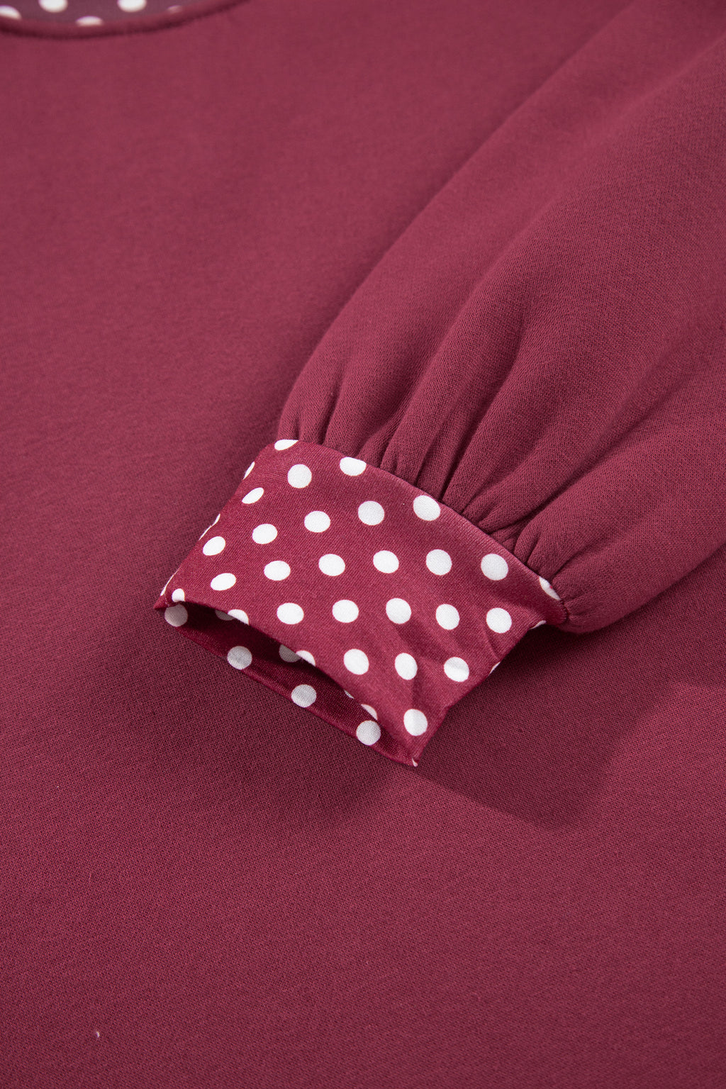 Polka-Dot Contrast-Trim Oversized Mock-Neck Sweatshirt