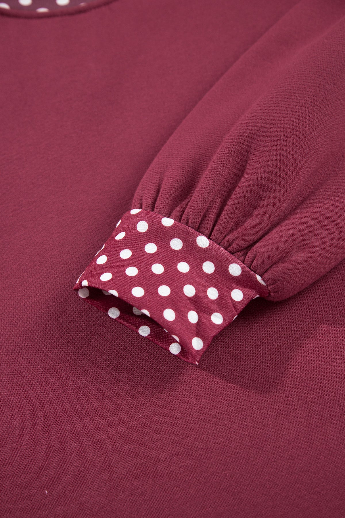 Polka-Dot Contrast-Trim Oversized Mock-Neck Sweatshirt