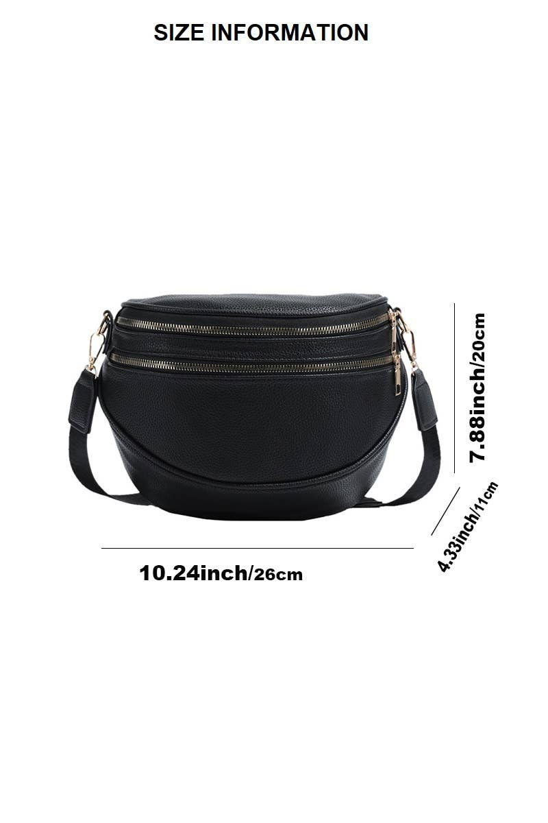 Vegan Leather Multi-Pocket Crossbody Bag
