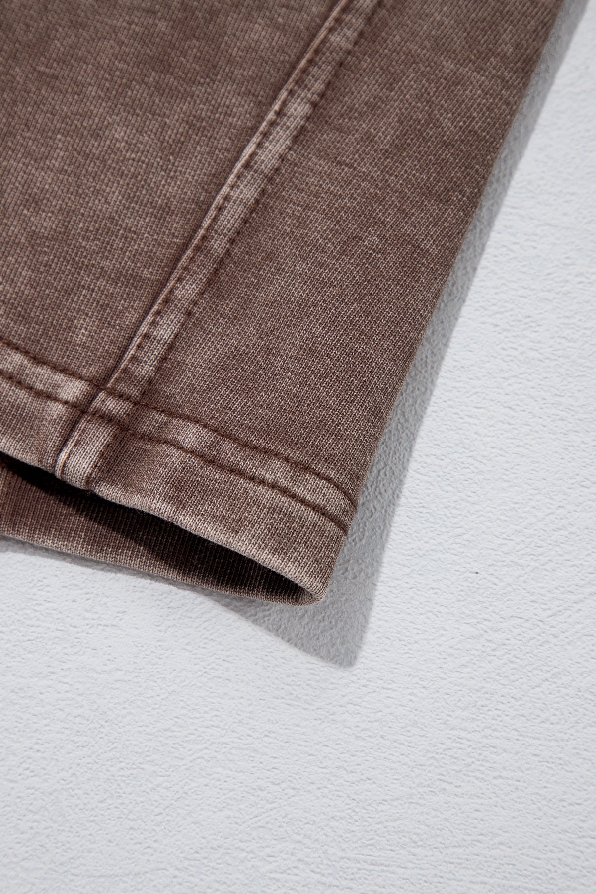 Coffee Mineral-Wash Cotton Barrel Pants with Pockets