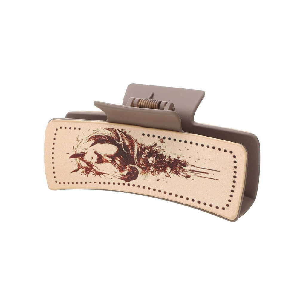 Cactus Print Faux Leather Hair Claw Clip — Western Style