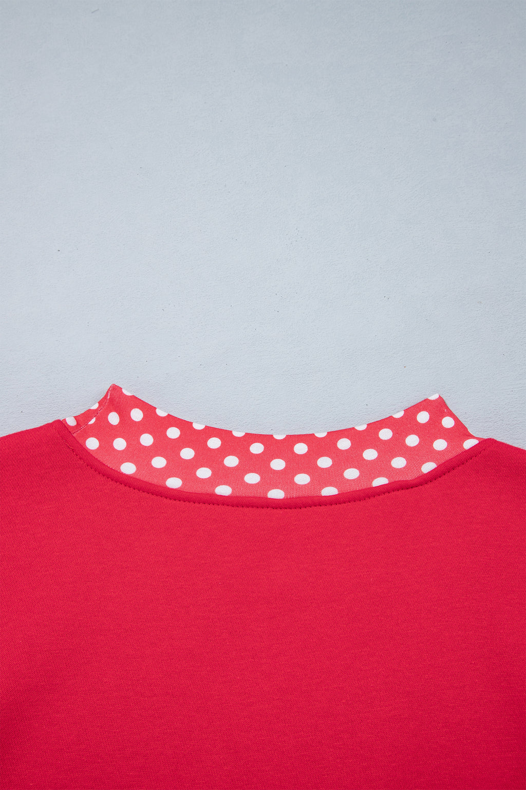 Polka-Dot Contrast-Trim Oversized Mock-Neck Sweatshirt
