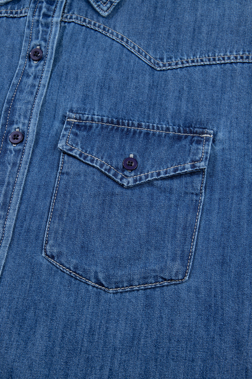 Sail Blue Western Pocket Denim Tunic Shirt