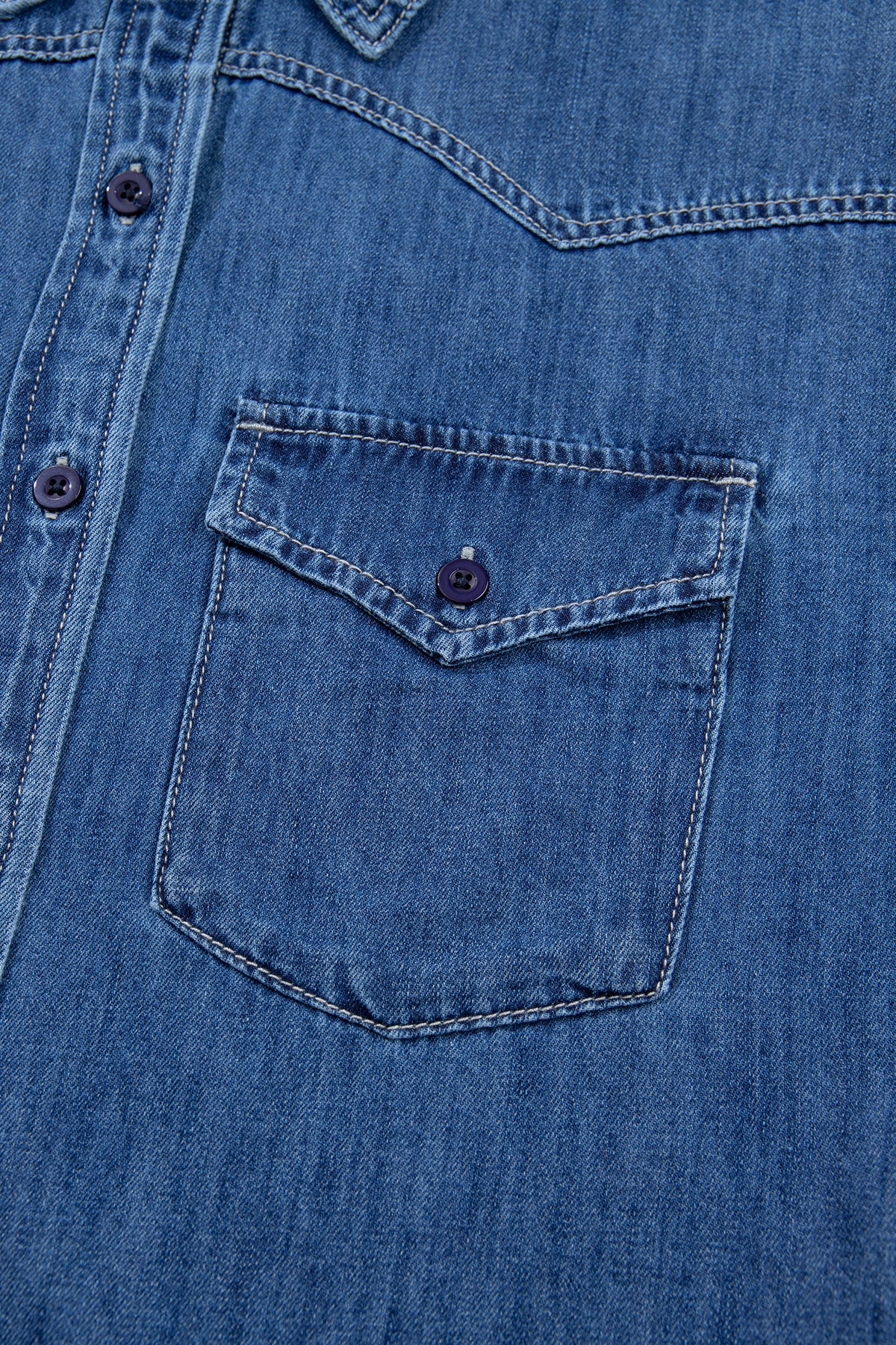Sail Blue Western Pocket Denim Tunic Shirt