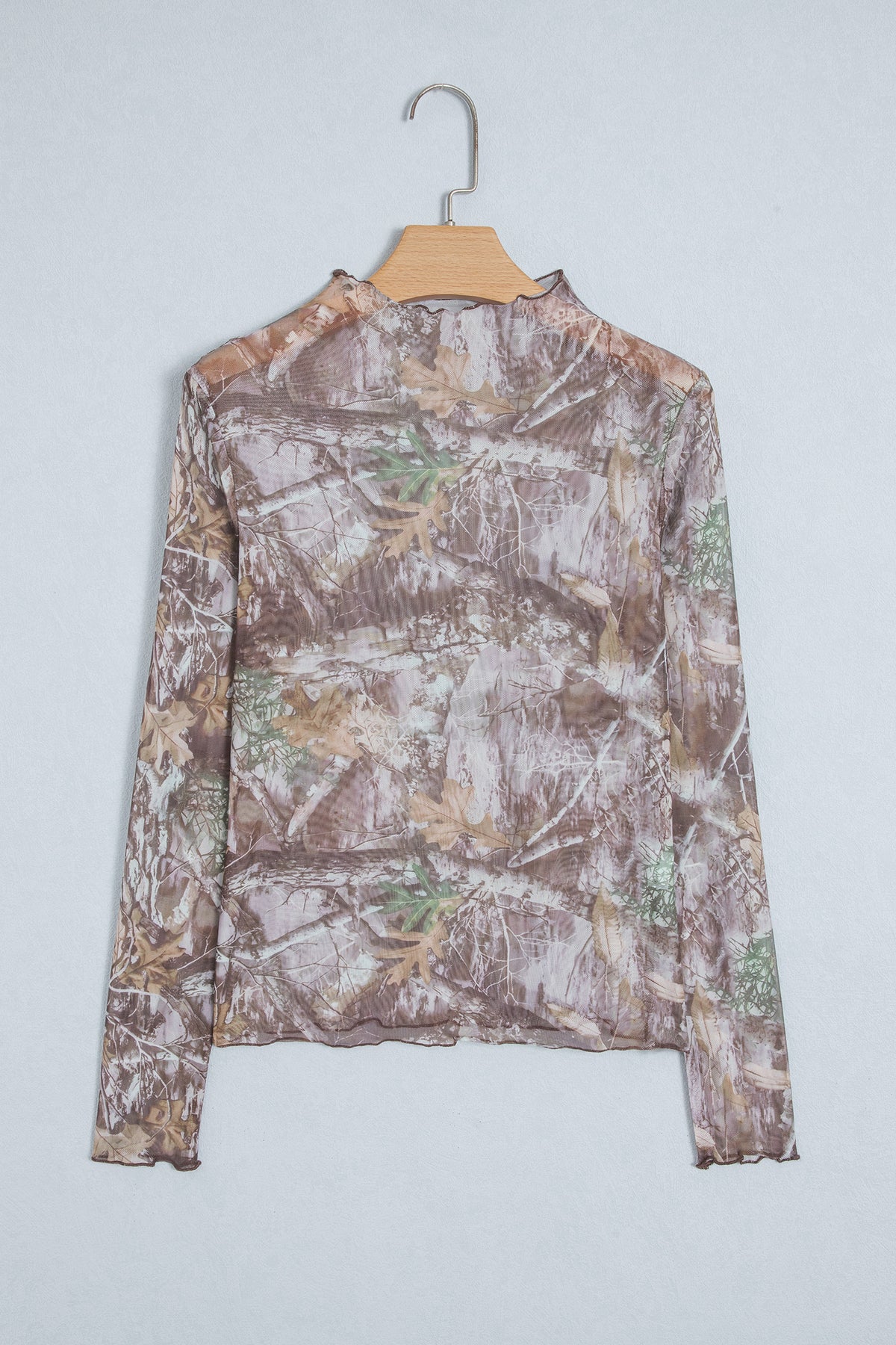 Leopard-Print Slim-Fit Mesh Mock-Neck Top