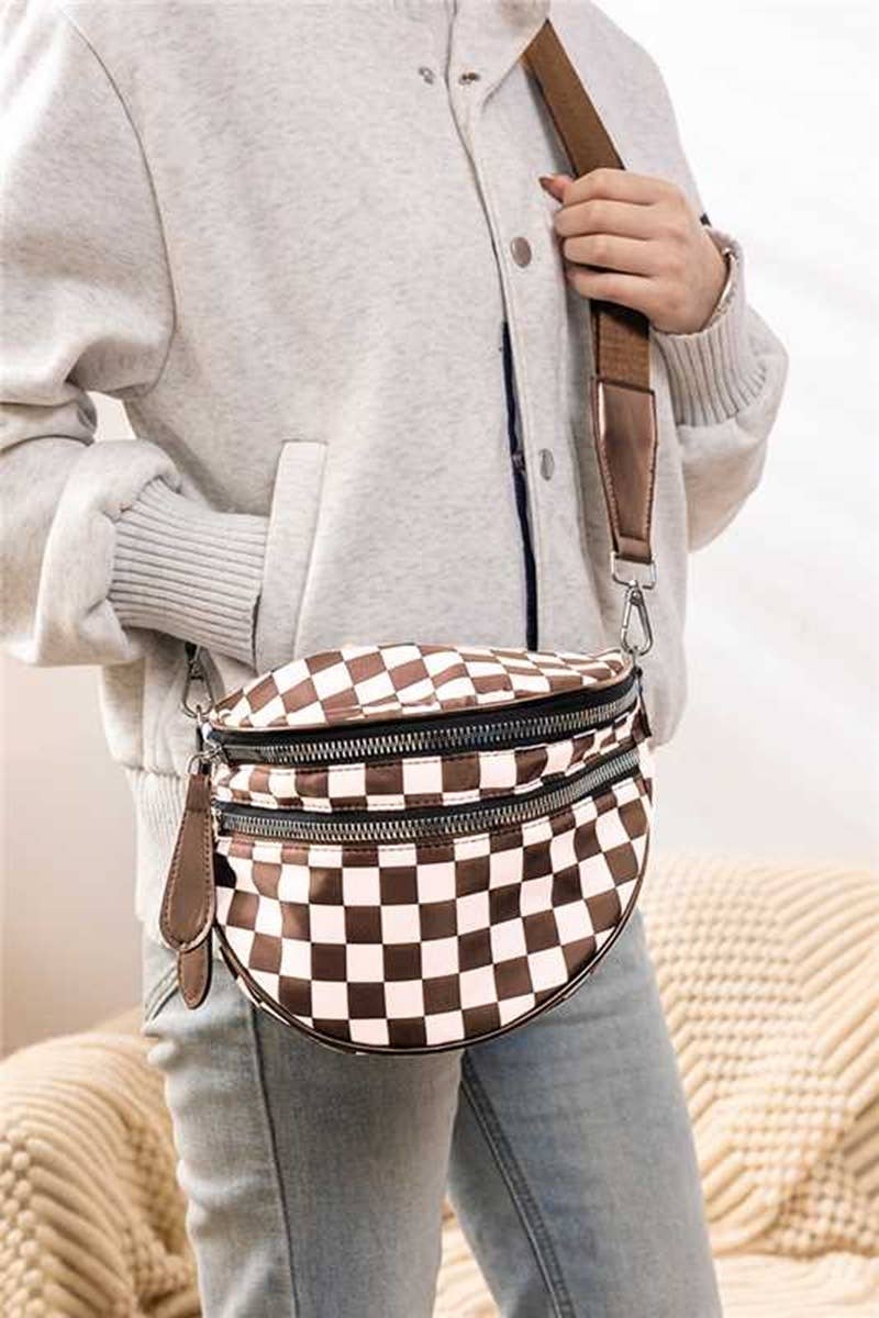 Double Zip Crescent Sling Bag
