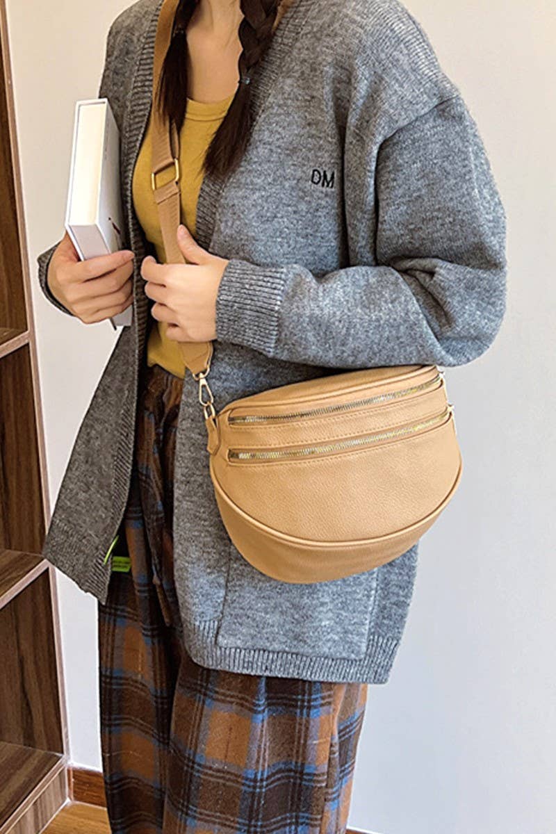 Vegan Leather Multi-Pocket Crossbody Bag